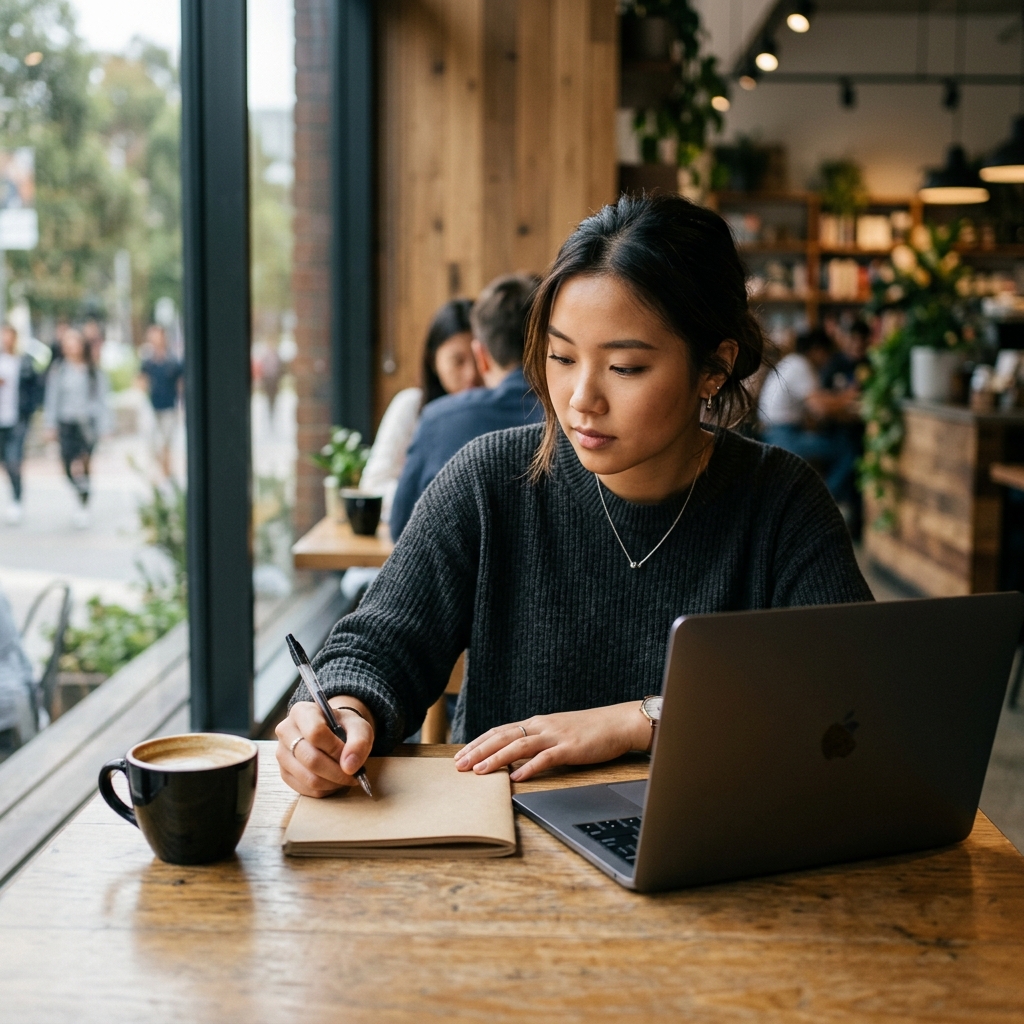 Student concentrating on Korean studies